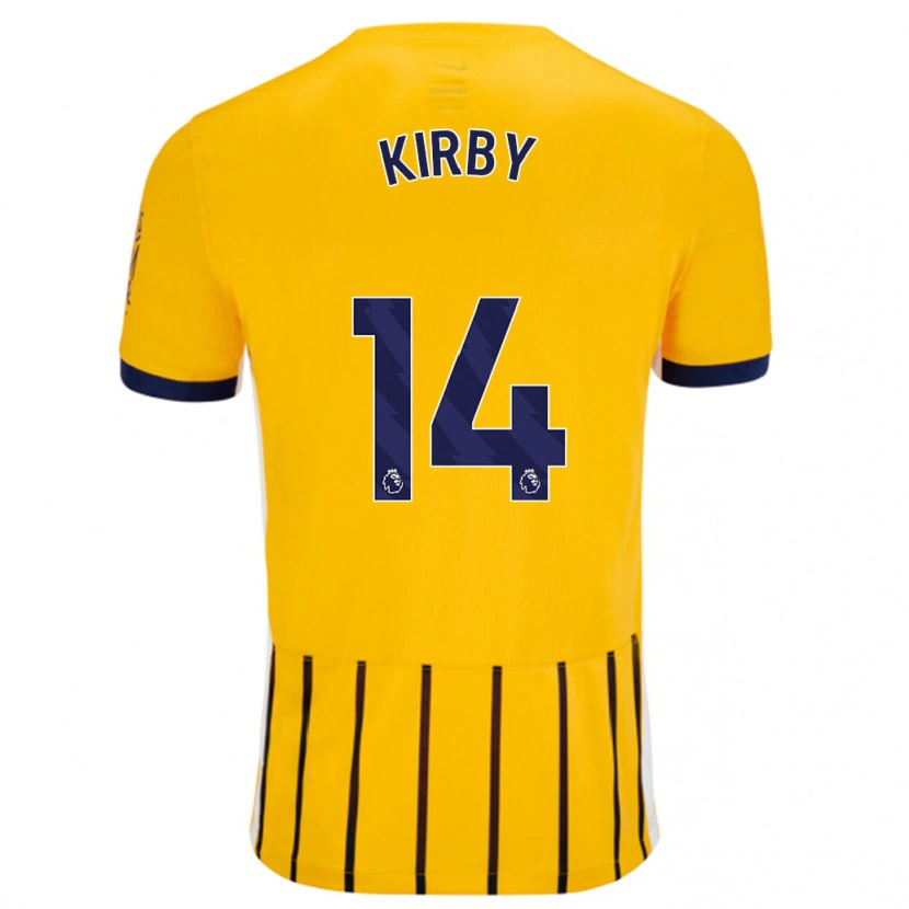 Danxen Dětské Fran Kirby #14 Zlaté Modré Proužky Daleko Hráčské Dresy 2024/25 Dres