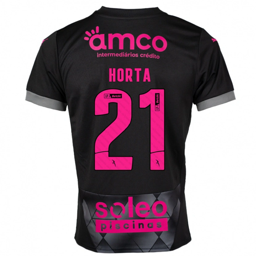 Danxen Dětské Ricardo Horta #21 Černá Růžová Daleko Hráčské Dresy 2024/25 Dres