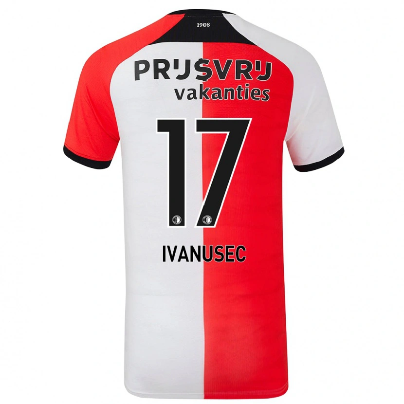 Danxen Pánské Luka Ivanusec #17 Červená Bílá Domů Hráčské Dresy 2024/25 Dres