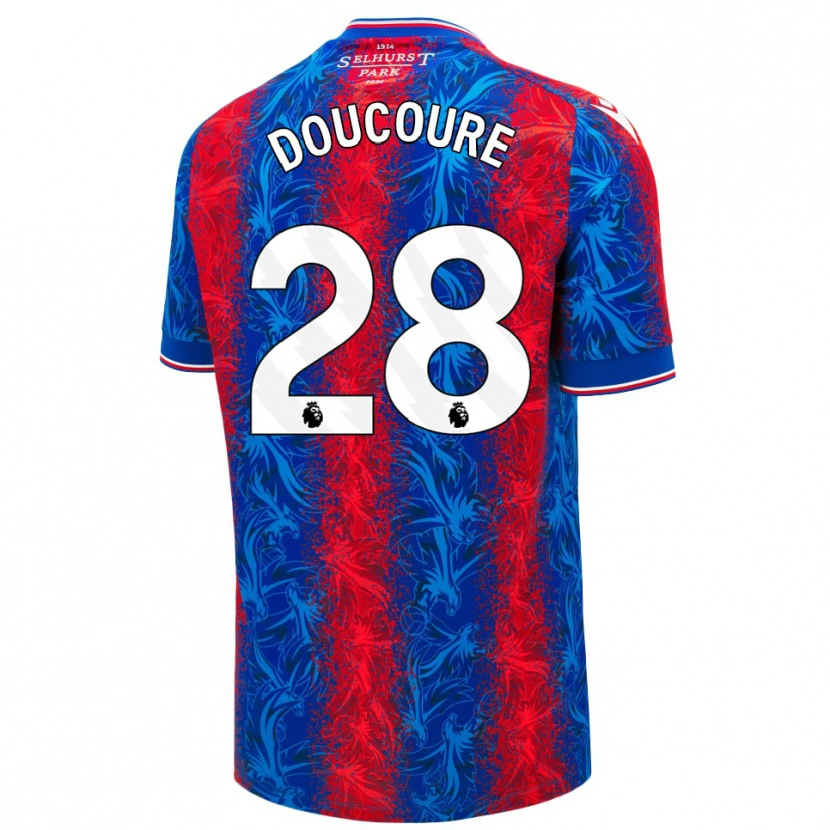 Danxen Pánské Cheick Doucouré #28 Červené Modré Pruhy Domů Hráčské Dresy 2024/25 Dres