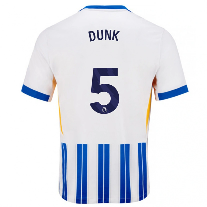 Danxen Pánské Lewis Dunk #5 Bílé Modré Proužky Domů Hráčské Dresy 2024/25 Dres