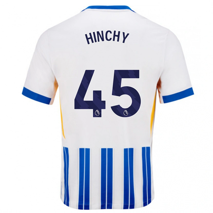 Danxen Pánské Jack Hinchy #45 Bílé Modré Proužky Domů Hráčské Dresy 2024/25 Dres