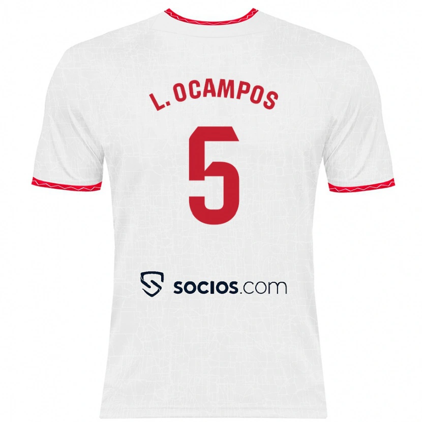 Danxen Pánské Lucas Ocampos #5 Bílá Červená Domů Hráčské Dresy 2024/25 Dres