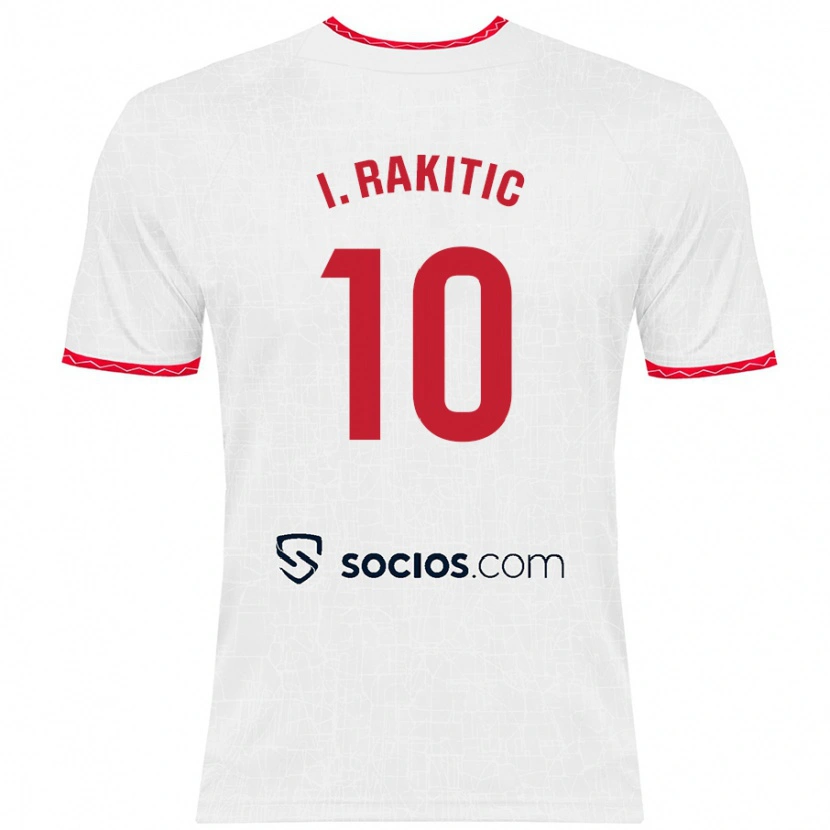 Danxen Pánské Ivan Rakitic #10 Bílá Červená Domů Hráčské Dresy 2024/25 Dres