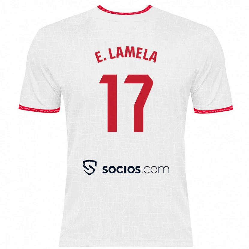 Danxen Pánské Erik Lamela #17 Bílá Červená Domů Hráčské Dresy 2024/25 Dres