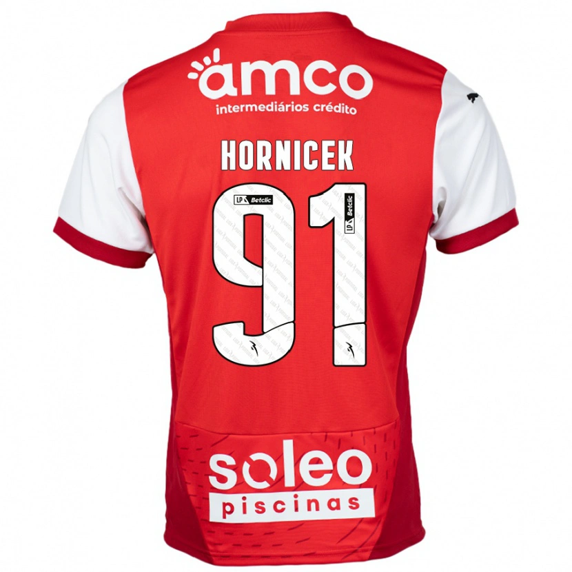 Danxen Pánské Lukas Hornicek #91 Červená Bílá Domů Hráčské Dresy 2024/25 Dres