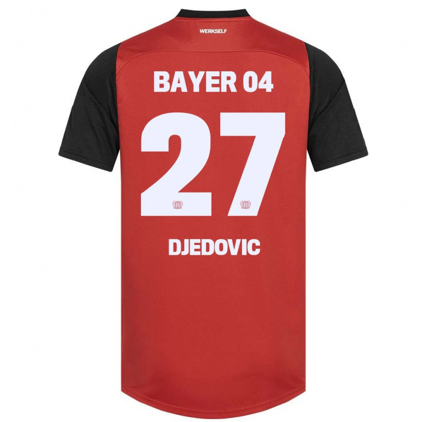 Danxen Pánské Seldin Djedovic #27 Červená Černá Domů Hráčské Dresy 2024/25 Dres