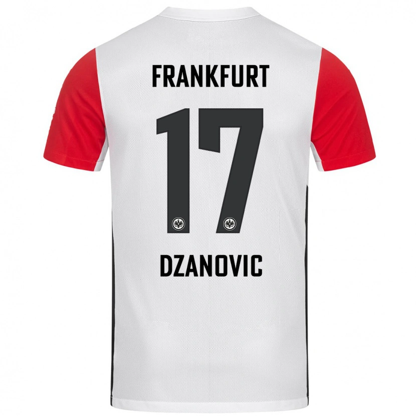 Danxen Pánské Benjamin Dzanovic #17 Bílá Červená Domů Hráčské Dresy 2024/25 Dres