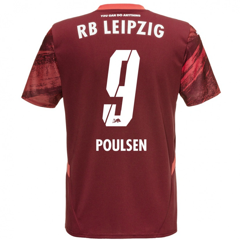 Danxen Pánské Yussuf Poulsen #9 Burgundské Daleko Hráčské Dresy 2024/25 Dres