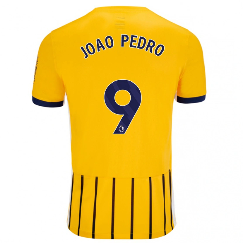 Danxen Pánské João Pedro #9 Zlaté Modré Proužky Daleko Hráčské Dresy 2024/25 Dres