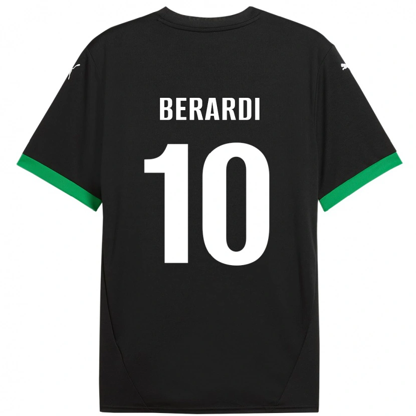 Danxen Dětské Domenico Berardi #10 Černá Tmavě Zelená Domů Hráčské Dresy 2024/25 Dres