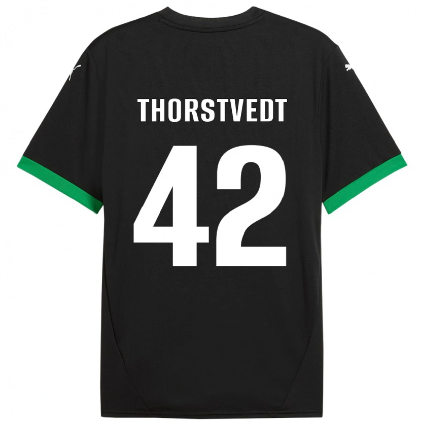 Danxen Dětské Kristian Thorstvedt #42 Černá Tmavě Zelená Domů Hráčské Dresy 2024/25 Dres