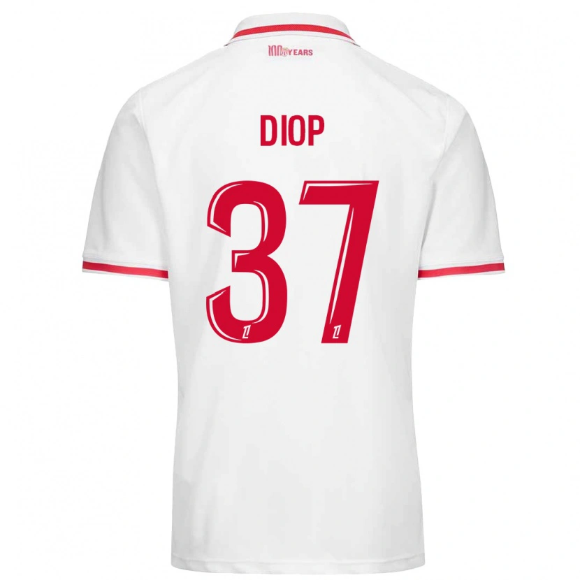 Danxen Dětské Edan Diop #37 Bílá Červená Domů Hráčské Dresy 2024/25 Dres