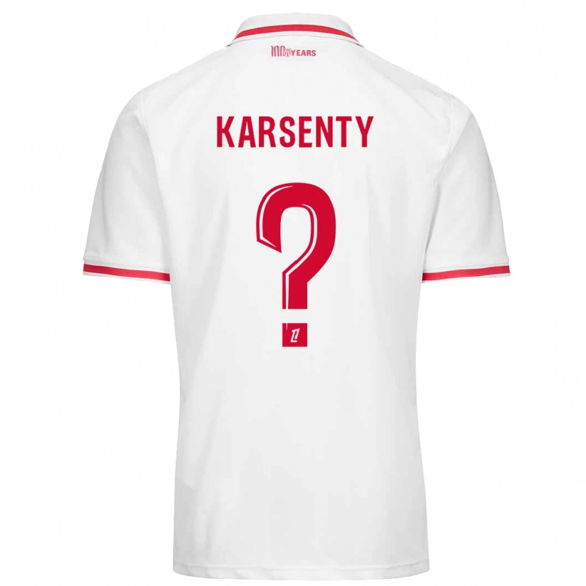 Danxen Dětské Kylian Karsenty #0 Bílá Červená Domů Hráčské Dresy 2024/25 Dres