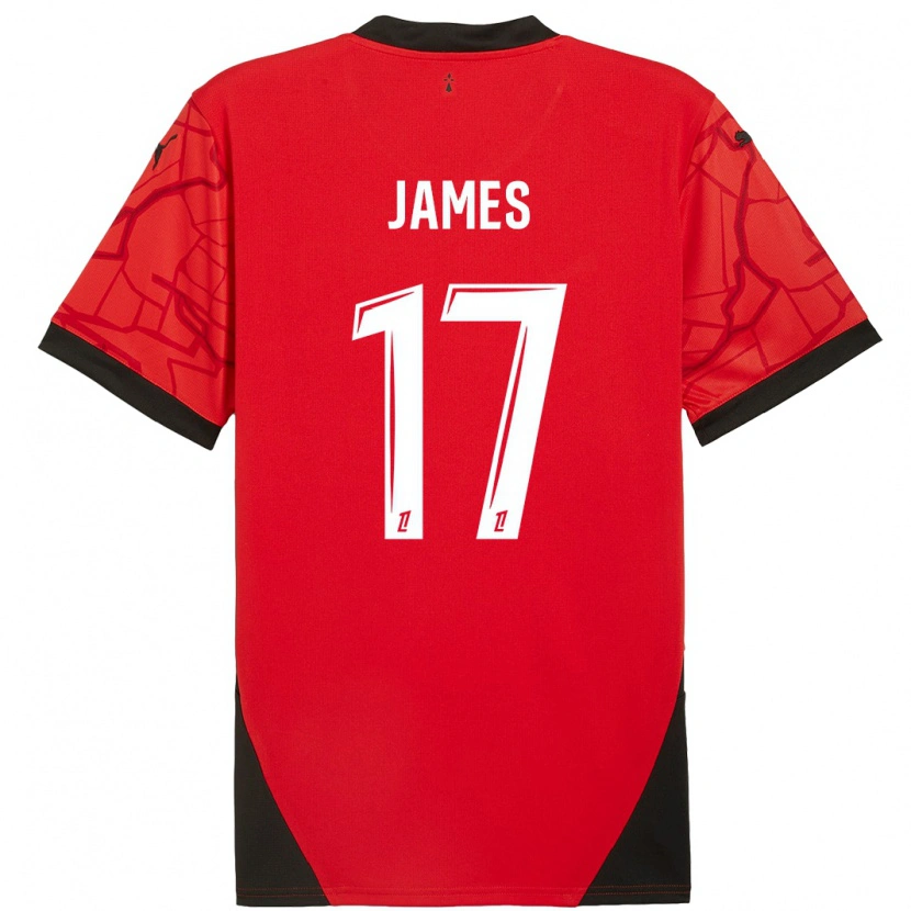 Danxen Dětské Jordan James #17 Červená Černá Domů Hráčské Dresy 2024/25 Dres