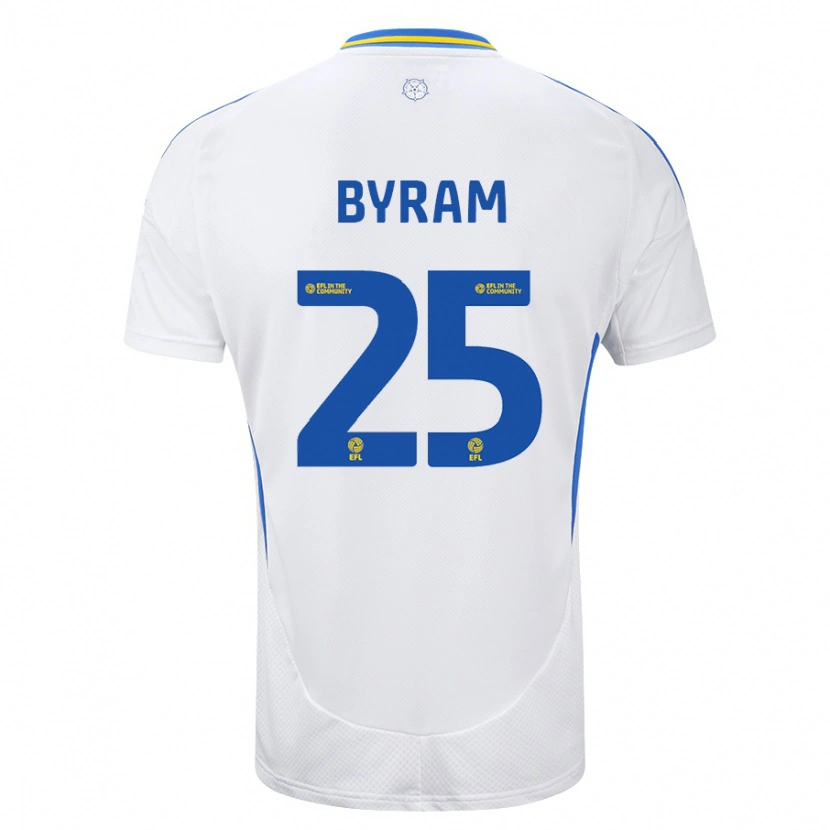 Danxen Dětské Sam Byram #25 Bílá Modrá Domů Hráčské Dresy 2024/25 Dres