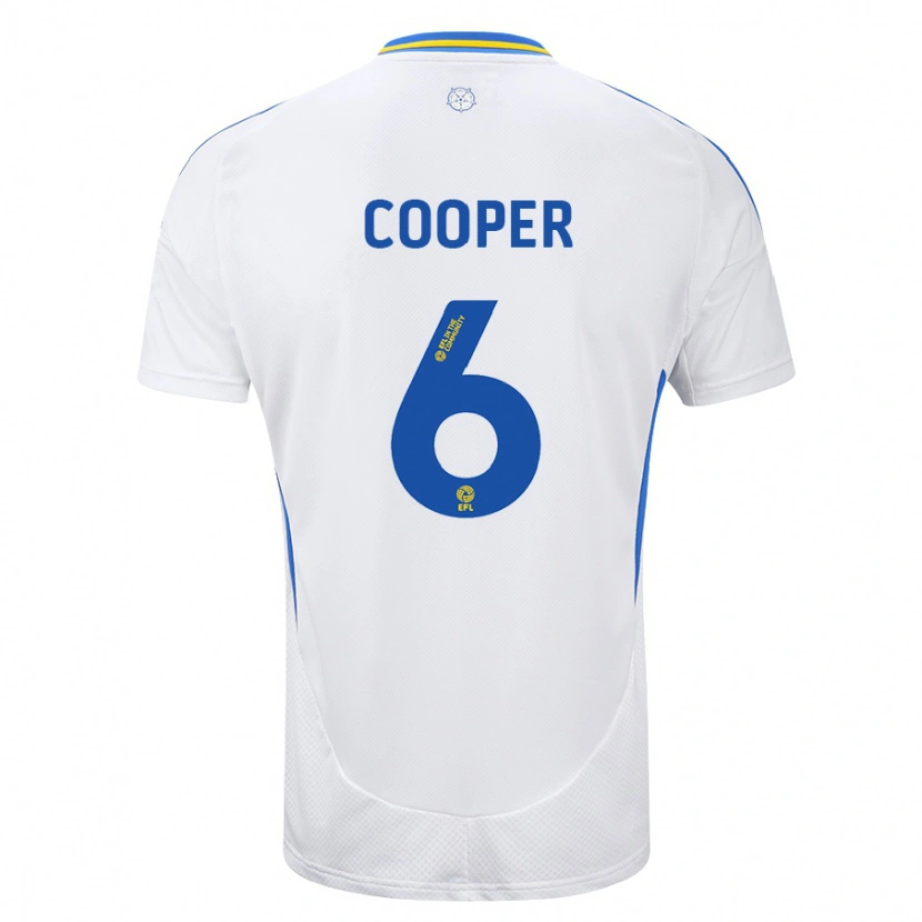 Danxen Dětské Liam Cooper #6 Bílá Modrá Domů Hráčské Dresy 2024/25 Dres