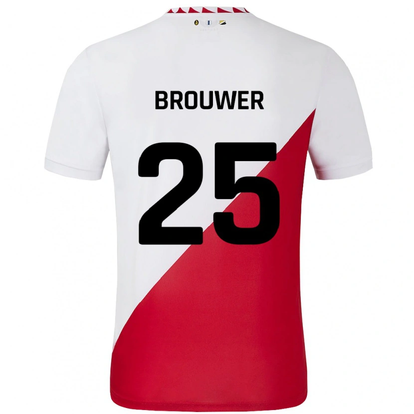 Danxen Dětské Michael Brouwer #25 Bílá Červená Domů Hráčské Dresy 2024/25 Dres