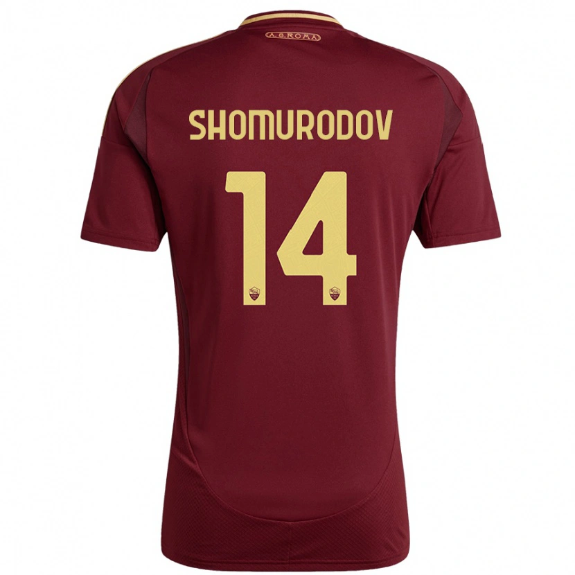 Danxen Dětské Eldor Shomurodov #14 Červená Hnědá Zlatá Domů Hráčské Dresy 2024/25 Dres