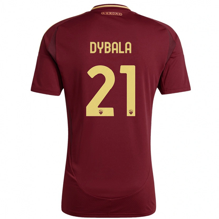 Danxen Dětské Paulo Dybala #21 Červená Hnědá Zlatá Domů Hráčské Dresy 2024/25 Dres