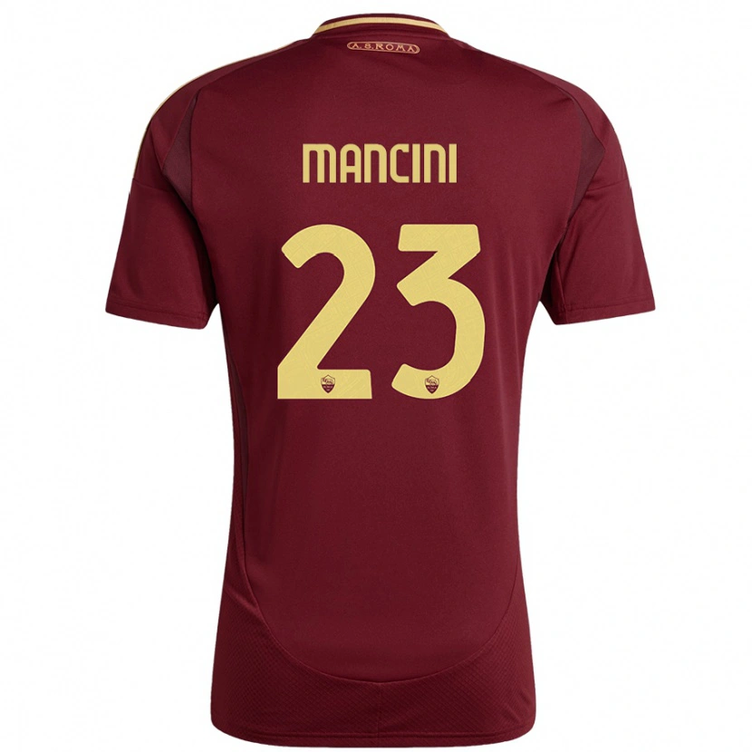 Danxen Dětské Gianluca Mancini #23 Červená Hnědá Zlatá Domů Hráčské Dresy 2024/25 Dres