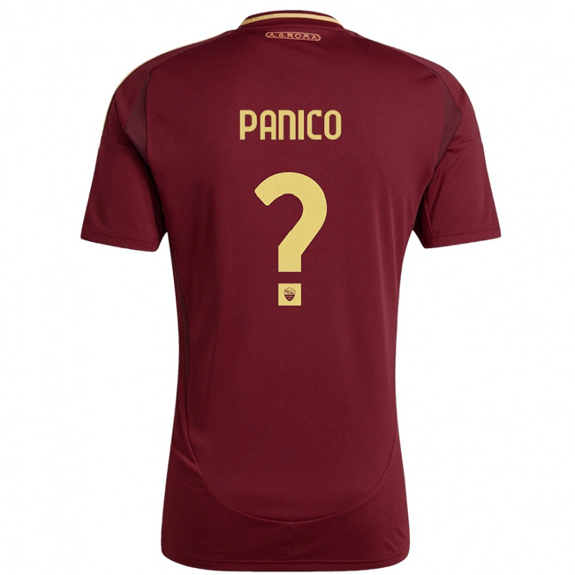 Danxen Dětské Francesco Panico #0 Červená Hnědá Zlatá Domů Hráčské Dresy 2024/25 Dres