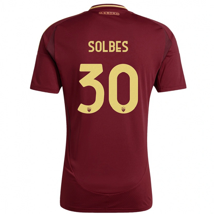 Danxen Dětské Ricardo Solbes #30 Červená Hnědá Zlatá Domů Hráčské Dresy 2024/25 Dres