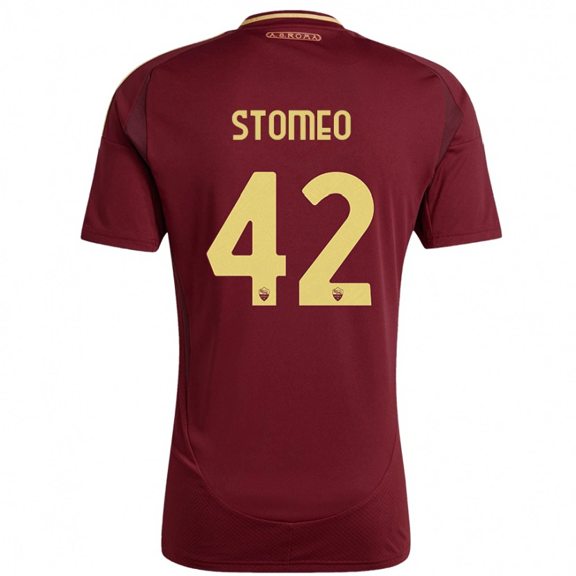 Danxen Dětské Giorgio Stomeo #42 Červená Hnědá Zlatá Domů Hráčské Dresy 2024/25 Dres