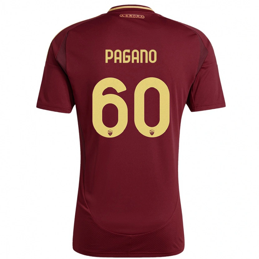 Danxen Dětské Riccardo Pagano #60 Červená Hnědá Zlatá Domů Hráčské Dresy 2024/25 Dres