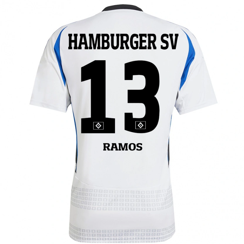 Danxen Dětské Guilherme Ramos #13 Bílá Modrá Domů Hráčské Dresy 2024/25 Dres