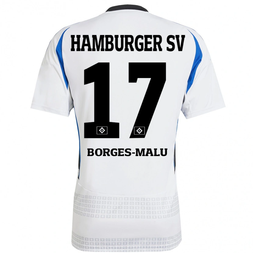 Danxen Dětské Louis Borges-Malu #17 Bílá Modrá Domů Hráčské Dresy 2024/25 Dres