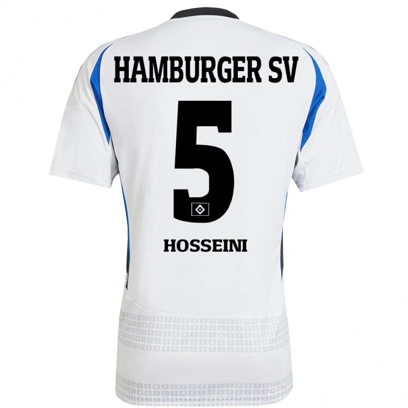 Danxen Dětské Reza Hosseini #5 Bílá Modrá Domů Hráčské Dresy 2024/25 Dres