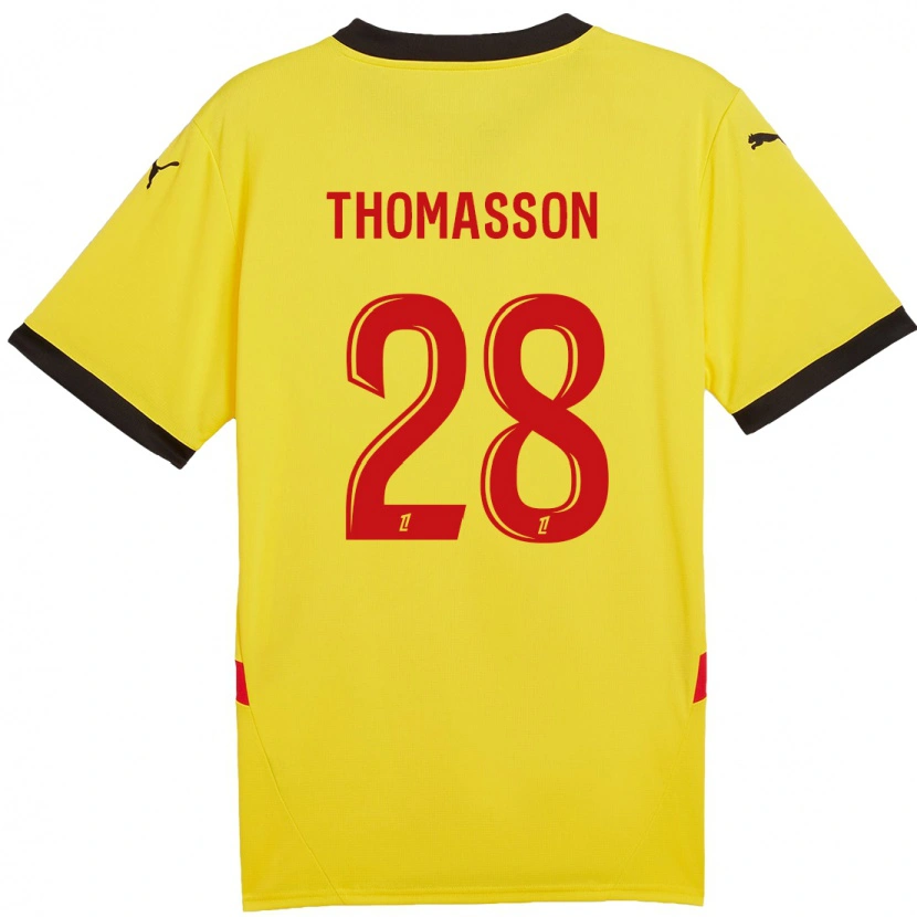 Danxen Dětské Adrien Thomasson #28 Žlutá Červená Domů Hráčské Dresy 2024/25 Dres