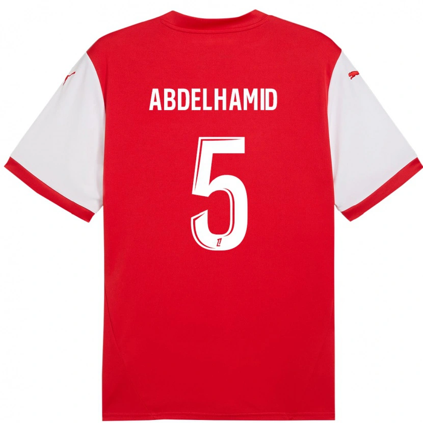 Danxen Dětské Yunis Abdelhamid #5 Červená Bílá Domů Hráčské Dresy 2024/25 Dres