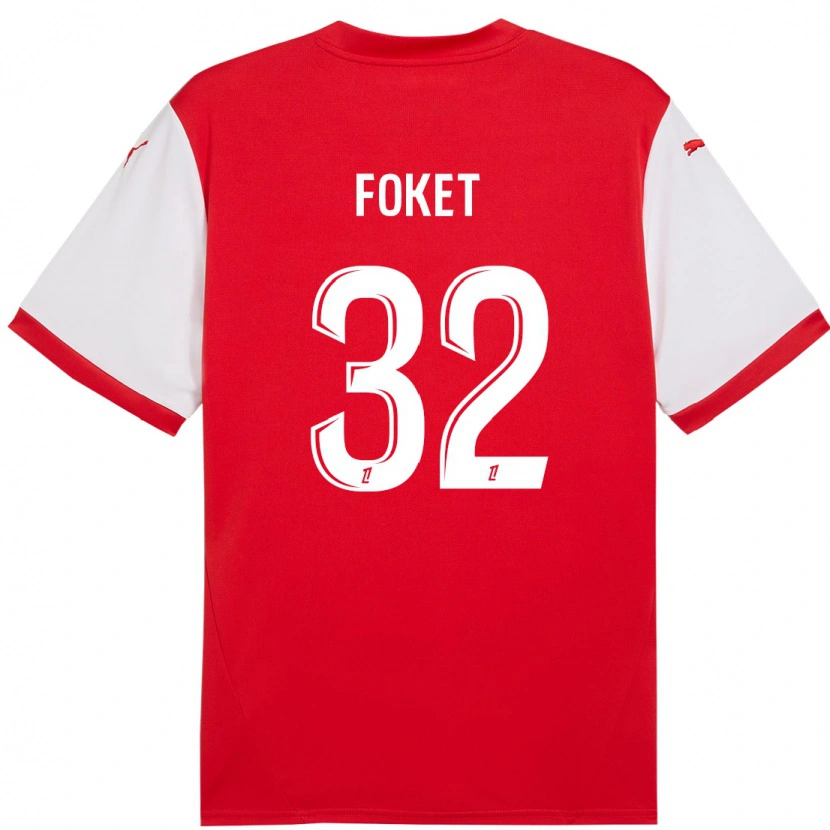 Danxen Dětské Thomas Foket #32 Červená Bílá Domů Hráčské Dresy 2024/25 Dres