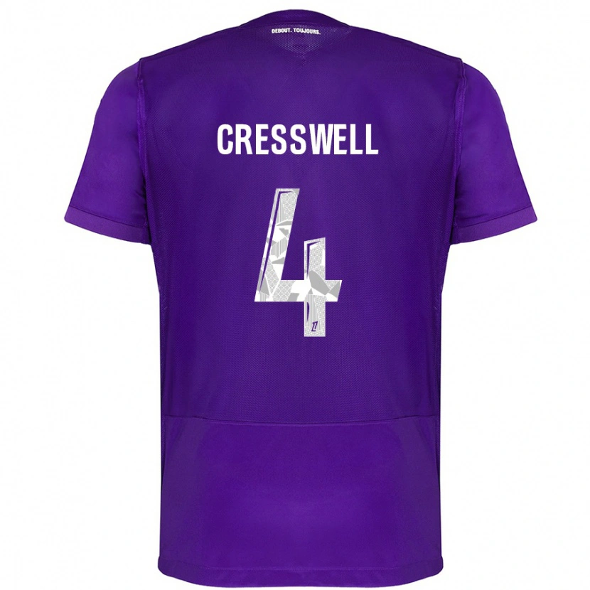 Danxen Dětské Charlie Cresswell #4 Fialová Bílá Domů Hráčské Dresy 2024/25 Dres