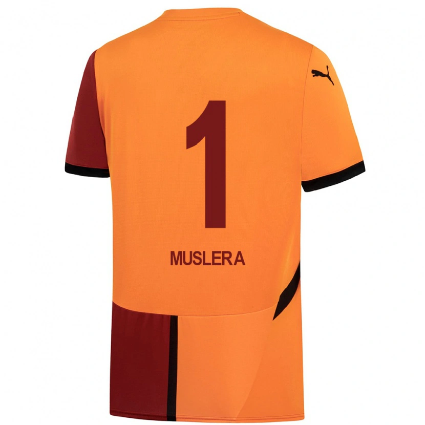 Danxen Dětské Fernando Muslera #1 Žlutá Červená Domů Hráčské Dresy 2024/25 Dres