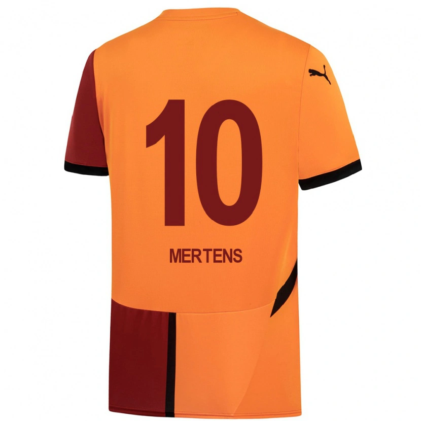 Danxen Dětské Dries Mertens #10 Žlutá Červená Domů Hráčské Dresy 2024/25 Dres