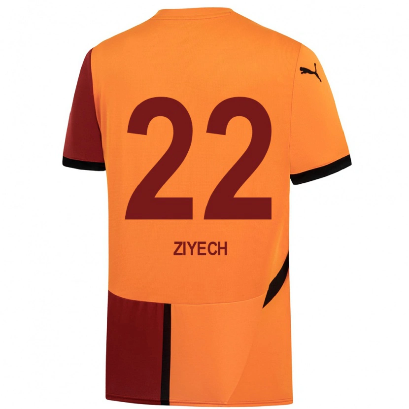 Danxen Dětské Hakim Ziyech #22 Žlutá Červená Domů Hráčské Dresy 2024/25 Dres