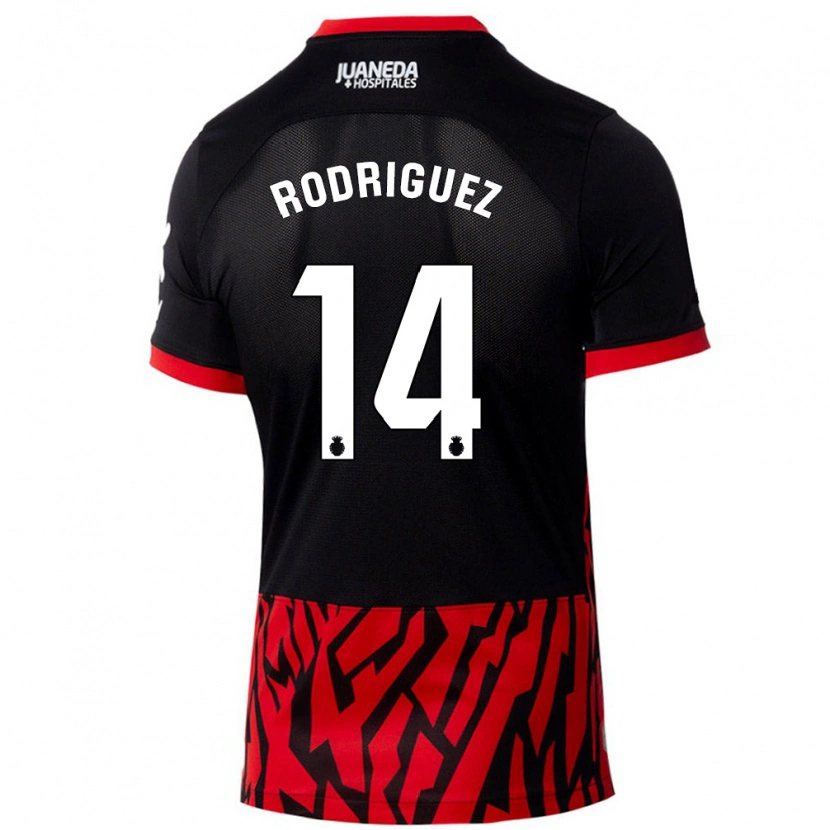 Danxen Dětské Diego Rodríguez #14 Černá Červená Domů Hráčské Dresy 2024/25 Dres