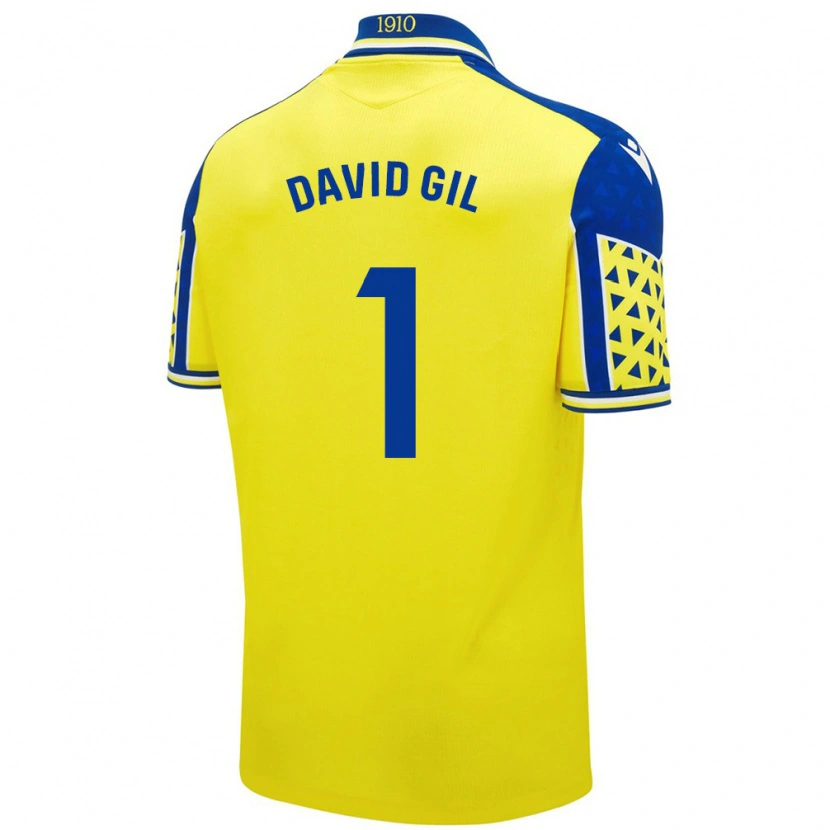 Danxen Dětské David Gil #1 Žlutá Modrá Domů Hráčské Dresy 2024/25 Dres