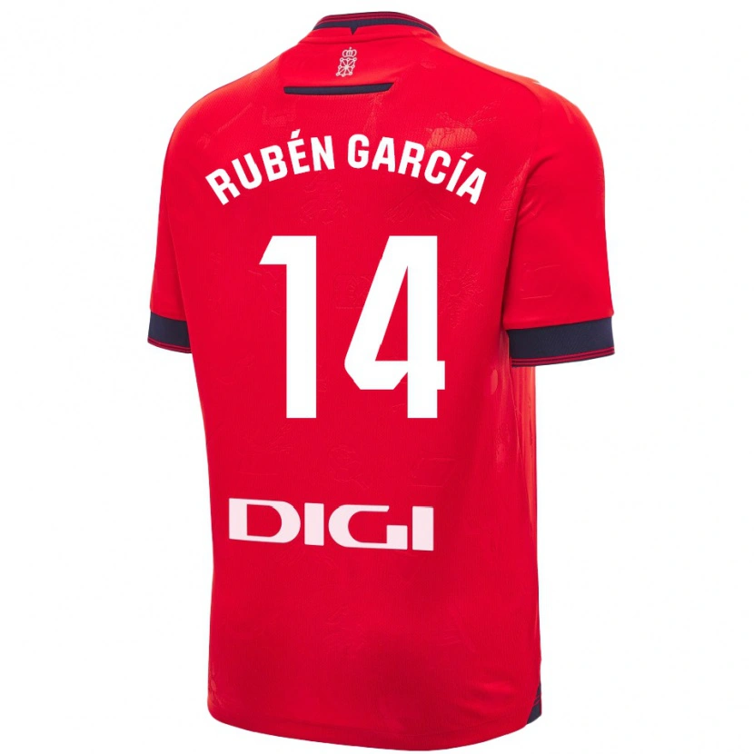 Danxen Dětské Rubén García #14 Červená Bílá Domů Hráčské Dresy 2024/25 Dres