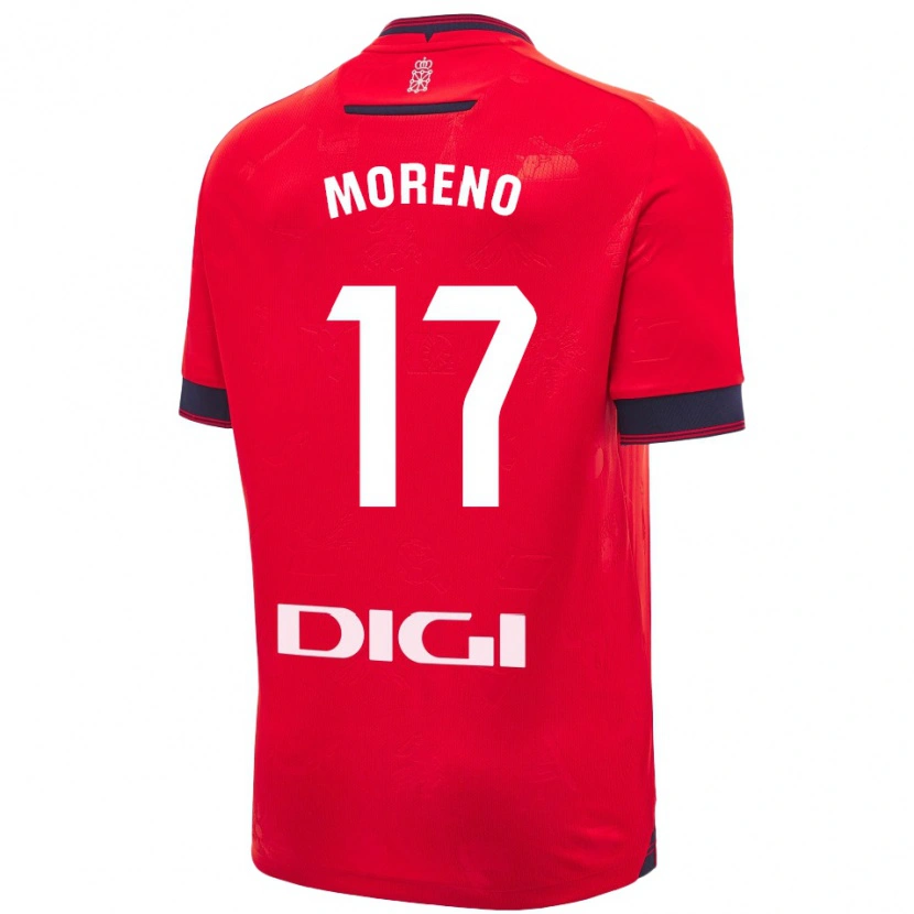 Danxen Dětské Pablo Moreno #17 Červená Bílá Domů Hráčské Dresy 2024/25 Dres