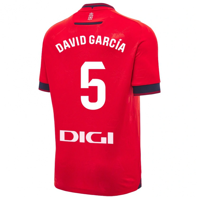 Danxen Dětské David García #5 Červená Bílá Domů Hráčské Dresy 2024/25 Dres