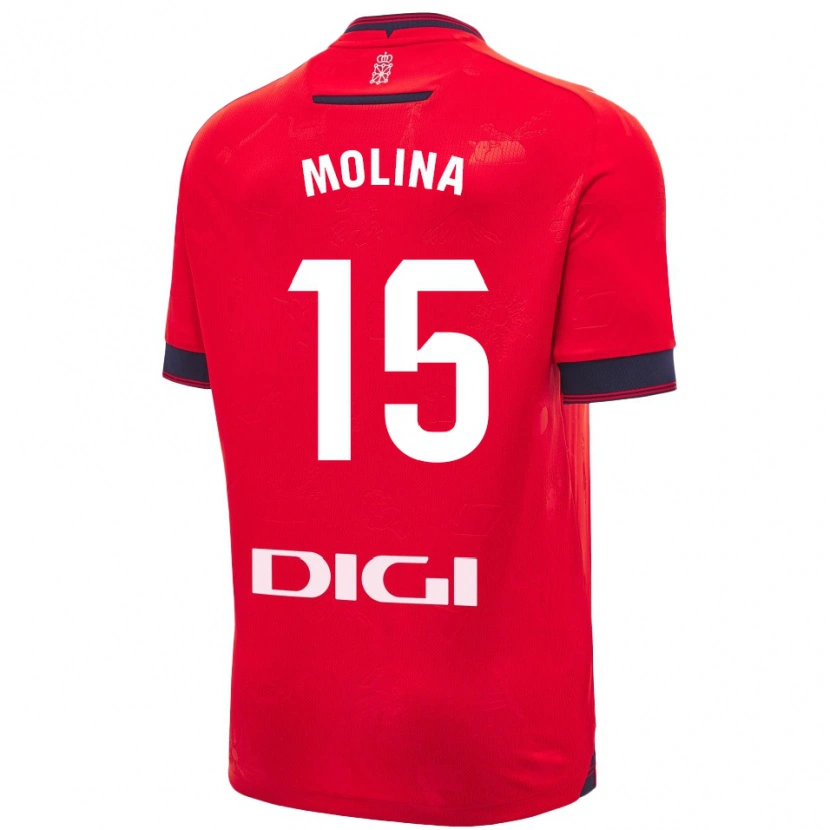 Danxen Dětské Guillem Molina #15 Červená Bílá Domů Hráčské Dresy 2024/25 Dres