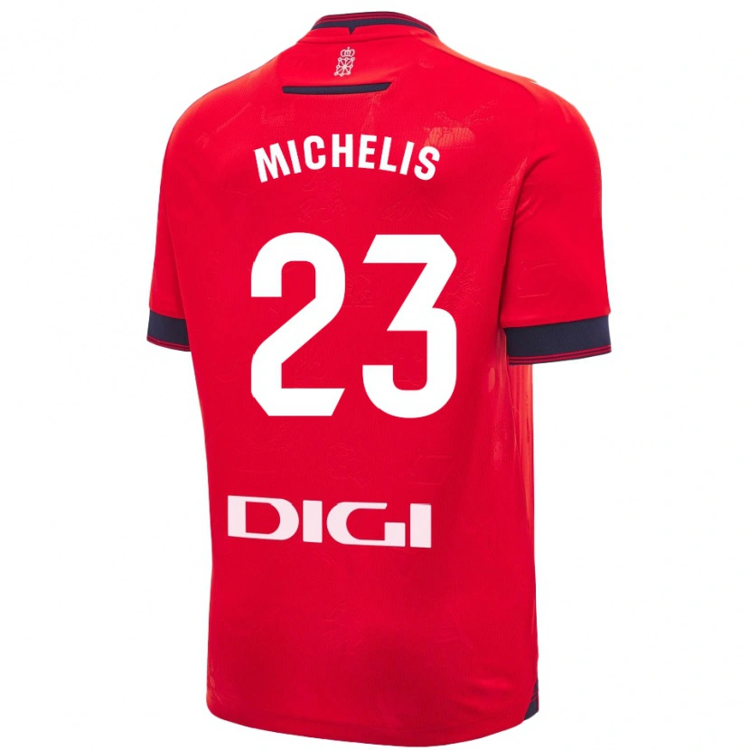 Danxen Dětské Nikolaos Michelis #23 Červená Bílá Domů Hráčské Dresy 2024/25 Dres