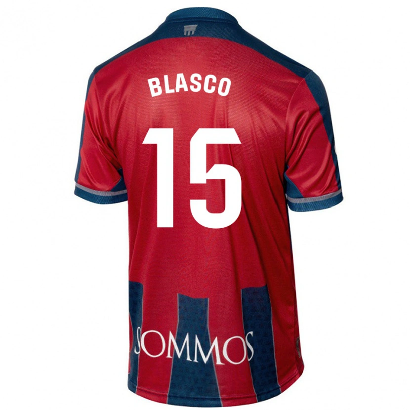 Danxen Dětské Jérémy Blasco #15 Červená Modrá Domů Hráčské Dresy 2024/25 Dres