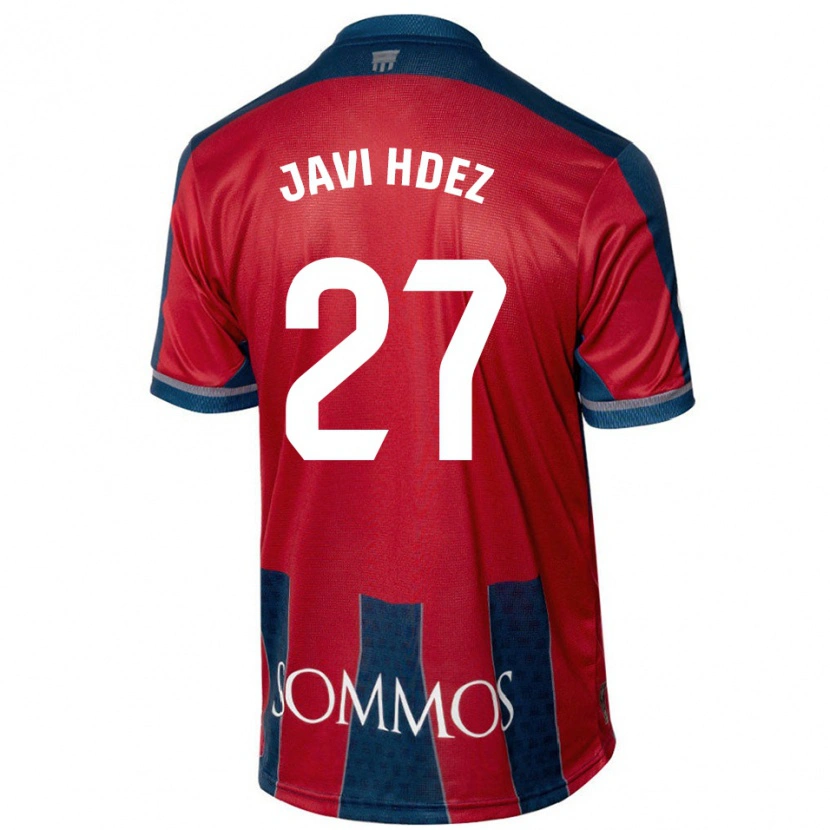 Danxen Dětské Javi Hernández #27 Červená Modrá Domů Hráčské Dresy 2024/25 Dres