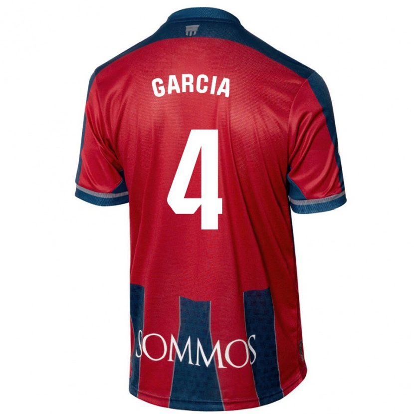 Danxen Dětské Nacho García #4 Červená Modrá Domů Hráčské Dresy 2024/25 Dres