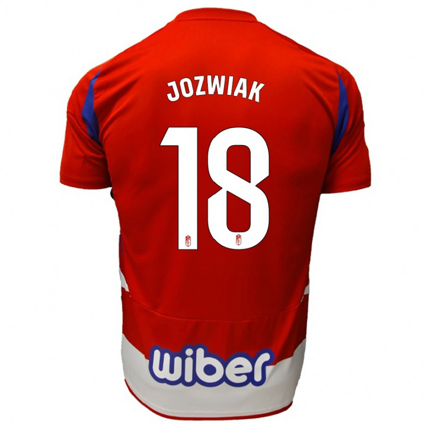 Danxen Dětské Kamil Jóźwiak #18 Červená Bílá Modrá Domů Hráčské Dresy 2024/25 Dres